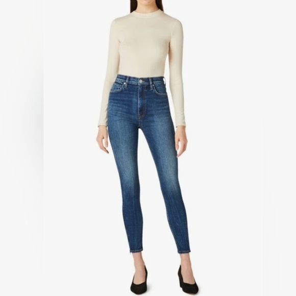Hudson Women's High-Rise Skinny Straight Medium Wash Cropped Jeans 32 - Picture 1 of 9